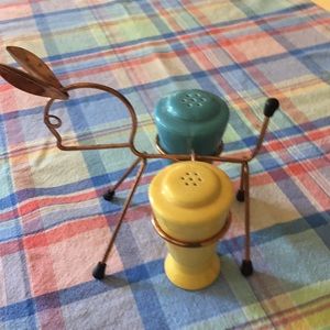 Fiestaware salt and pepper with holder